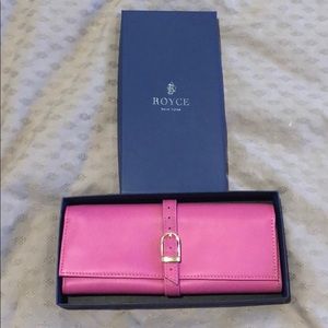 Royce Leather Pink Jewelry Roll NIB